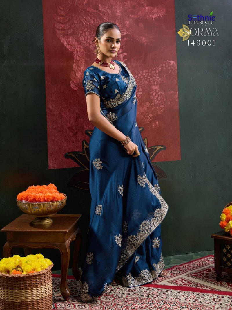 Soraya By Sethnic Satin Chiffon Designer Saree 